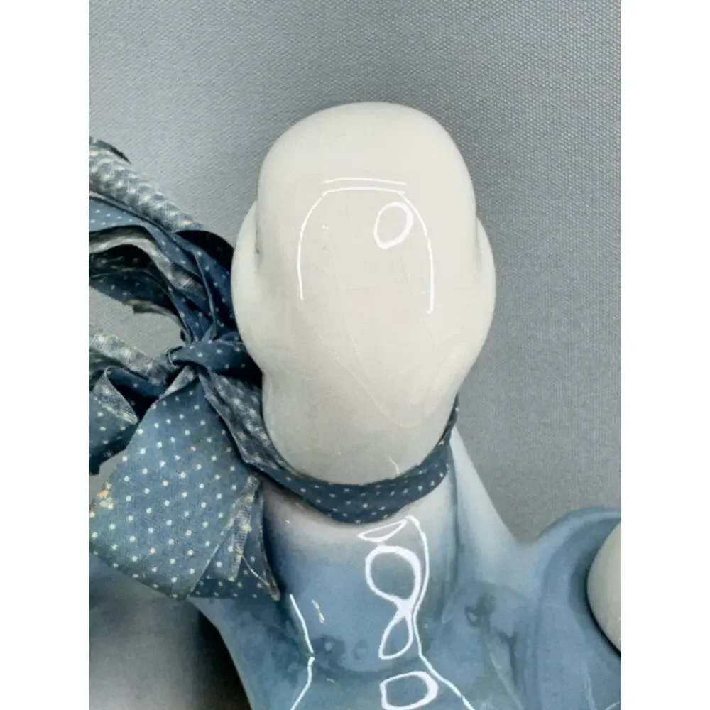 Vintage Ceramic Duck Napkin Holder Egg Salt Pepper Shakers Blue White READ